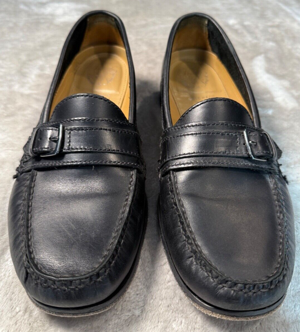 Cole Haan Pinch Hand Sewn Grand OS Black Leather Buckle Loafers Mens Size 10